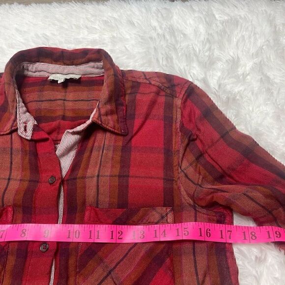Lucky Brand Red Plaid Button Down Shirt Size XS - S Long Sleeve Soft Viscose - Picture 6 of 9